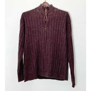 Oscar De La Renta 1/4 Zip Sweater Men's XXL Burgundy Professional Dark Academia